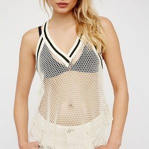 Free People Mesh Swing Fishnet Ribbed Racer Tank